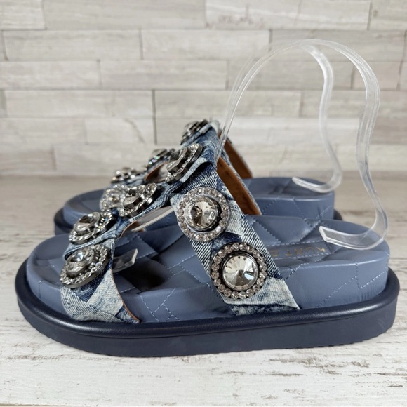 Kurt Geiger London Orson Denim Crystal Jewel Stud Ornament Slide Sandals Size 39 - Picture 6 of 16